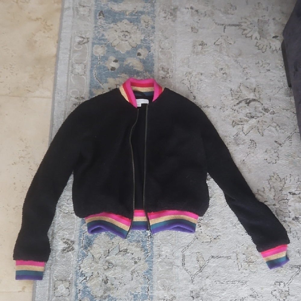 Spiritual Gangster Black Bomber Jacket with Multicolor Trim